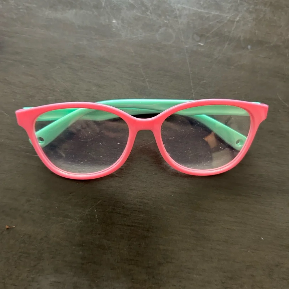 Kids Pink and Green Glasses with Car Shaped Case